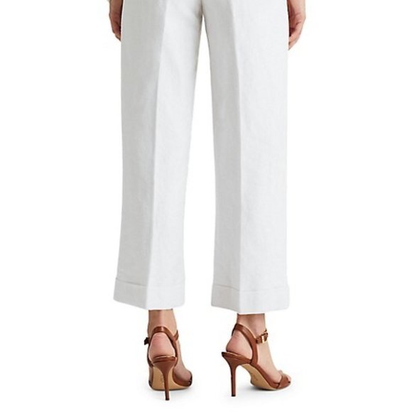 NWT Linen Twill Wide-Leg Pants Lauren Ralph Lauren - Picture 3 of 7